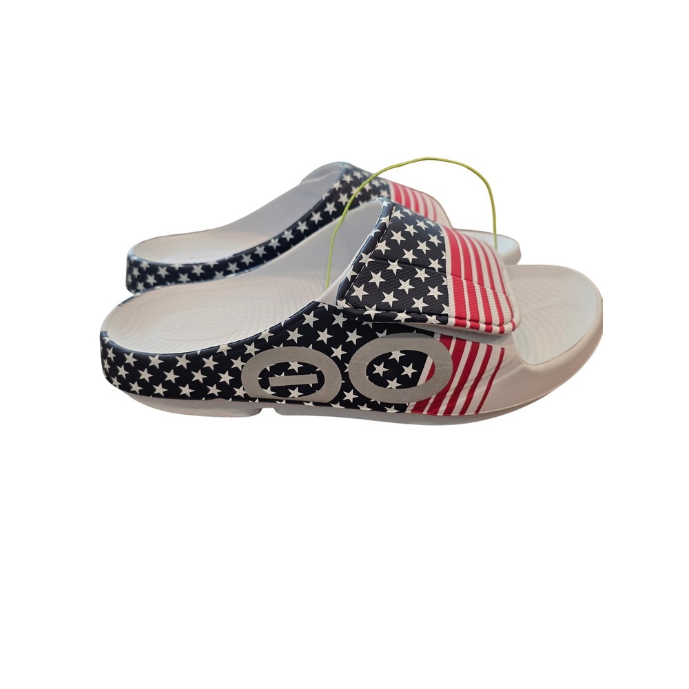 OOFOS OOahh Sport Flex Limited USA Flag Recovery Slides Mens 10 Womens 12 NEW